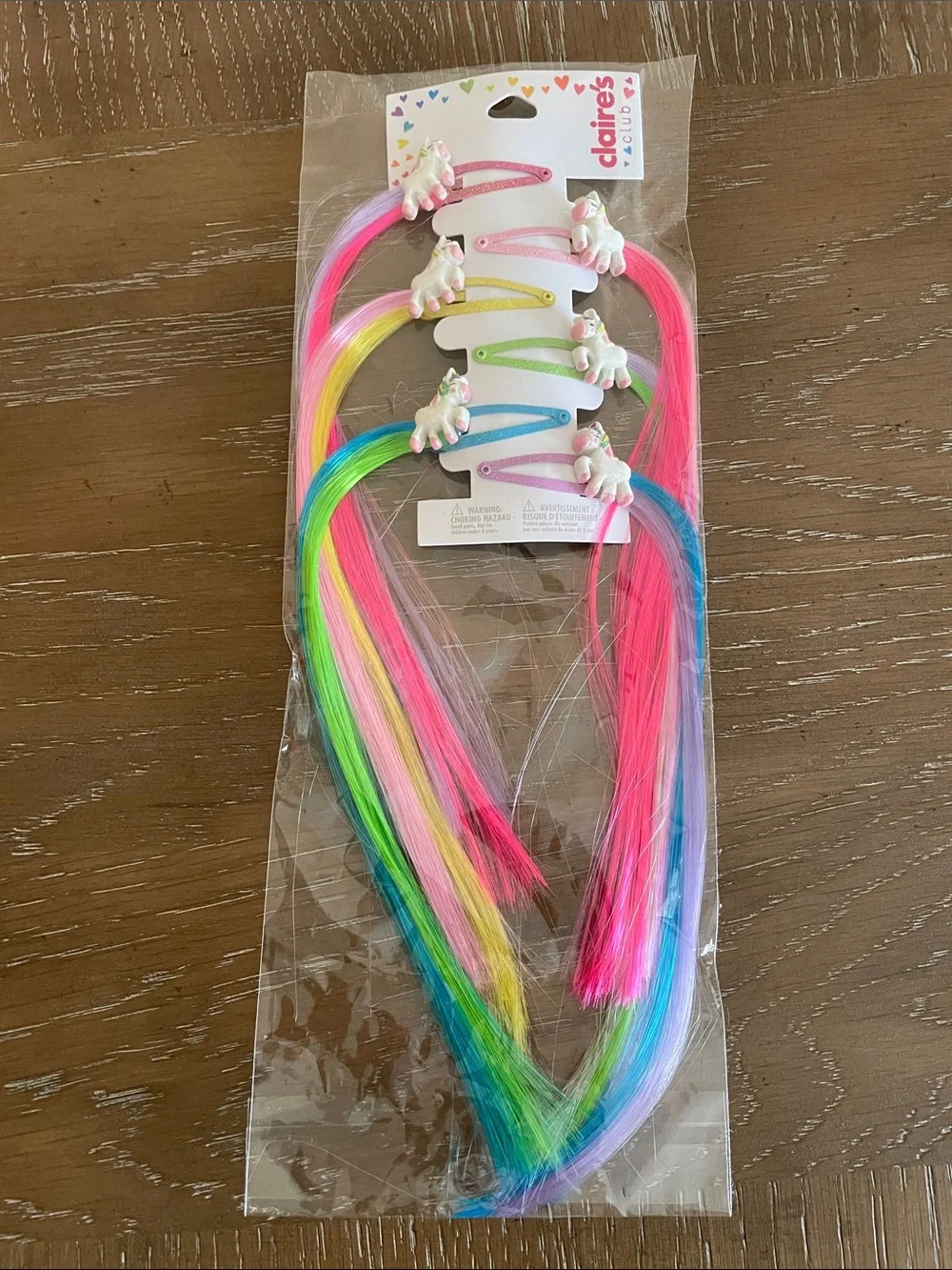 💖 Pick three $15 Claire's items -Claire’s Rainbow Unicorn Clip-On Hair Extension
